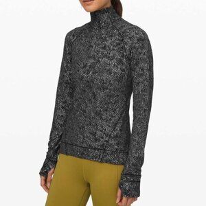 Lululemon Outrun the Elements Pullover 6 Misted Jacquard Black White 1/2 Zip EUC